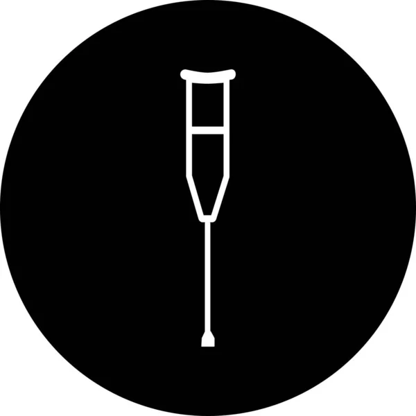 Siyah daire ikonunda koltuk değneği. Koltuk değneği simgesi. Engelliler için tıbbi araç ve yaralandıktan sonra yardım. Web sayfası, mobil uygulama, düğme, logo için imza. Koltuk değnekleri Düzenlenebilir simgesi