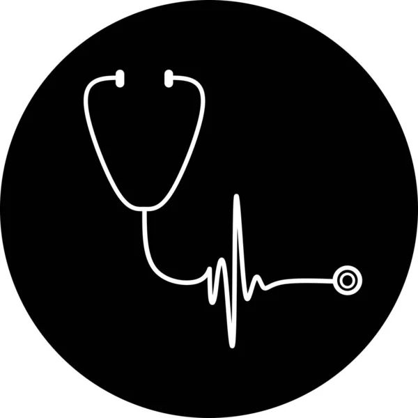 Stethoscope Cercle Noir Icône Style Plat Mode Symbole Page Icône — Image vectorielle