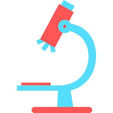 Mikroskop ikonu. Bilimin sembolü, kimya, ilaç aleti, mikrobiyoloji büyütme aracı. Grafik tasarım şablonu için mikroskop düz stil. Logo, web sitesi, UI, mobil uygulama için uygun.