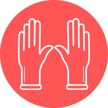 Tıbbi eldiven vektör simgesi beyaz arkaplanda izole edildi. Infographic, web sitesi veya uygulama için koruyucu lastik eldiven simgesi. Lateks el koruması işareti. Ev işi temizlik ekipmanları sembolü.