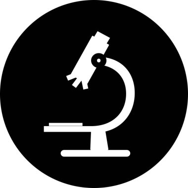 Mikroskop ikonu. Bilimin sembolü, kimya, ilaç aleti, mikrobiyoloji büyütme aracı. Grafik tasarım şablonu için mikroskop düz stil. Logo, web sitesi, UI, mobil uygulama için uygun.