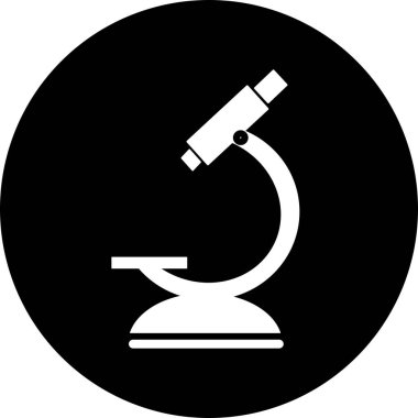 Mikroskop ikonu. Bilimin sembolü, kimya, ilaç aleti, mikrobiyoloji büyütme aracı. Grafik tasarım şablonu için mikroskop düz stil. Logo, web sitesi, UI, mobil uygulama için uygun.
