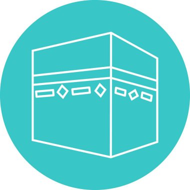 Hac ve Ramazan için Mekke 'deki Kabe. İslami Simge Camisi. Mekke bayramı mübarek sanat simgesi. Kabah Camii Mekke 'ye dua edin. Vektör illüstrasyonu.