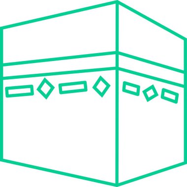 Hac ve Ramazan için Mekke 'deki Kabe. İslami Simge Camisi. Mekke bayramı mübarek sanat simgesi. Kabah Camii Mekke 'ye dua edin. Vektör illüstrasyonu.