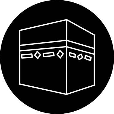 Hac ve Ramazan için Mekke 'deki Kabe. İslami Simge Camisi. Mekke bayramı mübarek sanat simgesi. Kabah Camii Mekke 'ye dua edin. Vektör illüstrasyonu.