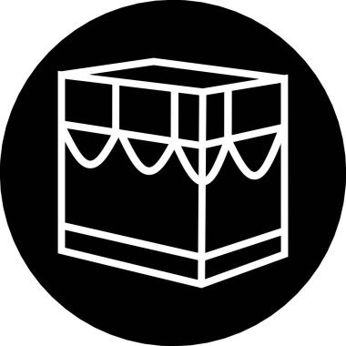 Hac ve Ramazan için Mekke 'deki Kabe. İslami Simge Camisi. Mekke bayramı mübarek sanat simgesi. Kabah Camii Mekke 'ye dua edin. Vektör illüstrasyonu.
