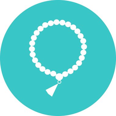 Müslüman tasbeeh düz vektör çizimi. Kutsal ve ruhani kolye. Arap ve Ortadoğu kültürü, İslami din sembolü izole edilmiş. Tespih boncukları tasarım elementi.