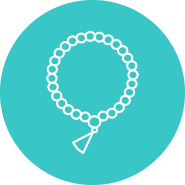 Müslüman tasbeeh düz vektör çizimi. Kutsal ve ruhani kolye. Arap ve Ortadoğu kültürü, İslami din sembolü izole edilmiş. Tespih boncukları tasarım elementi.