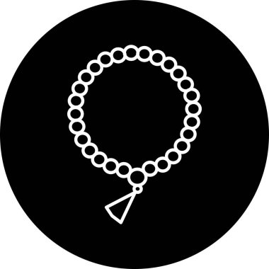 Müslüman tasbeeh düz vektör çizimi. Kutsal ve ruhani kolye. Arap ve Ortadoğu kültürü, İslami din sembolü izole edilmiş. Tespih boncukları tasarım elementi.