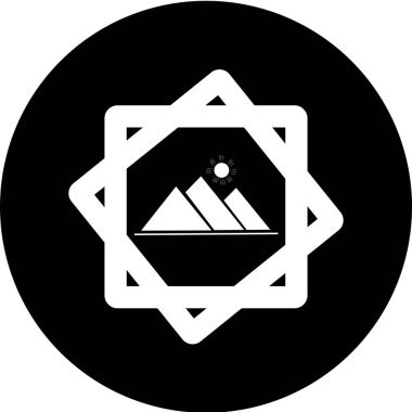 Büyük Mısır Piramidi simgesi. Güneş altında siyah bir ikon içinde. Giza 'daki büyük piramidin simgesi. Vektör illüstrasyonu