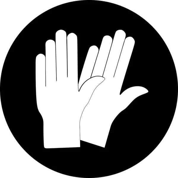 黒い丸のアイコンの医療用手袋 インフォグラフィック ウェブサイトやアプリのための保護ゴム手袋アイコン ラテックスの手の保護記号 清掃機器のシンボル — ストックベクタ