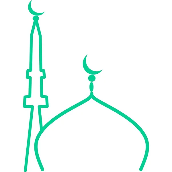 Mecset Kupolája Zöld Kör Ikonon Mecset Ikon Művészet Iszlám Minaret — Stock Vector