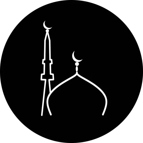 清真寺的圆柱形绿色圆形图标 清真寺的图标艺术 伊斯兰教尖塔或清真寺圆顶塔 穆斯林斋月和开斋节庆祝活动 — 图库矢量图片