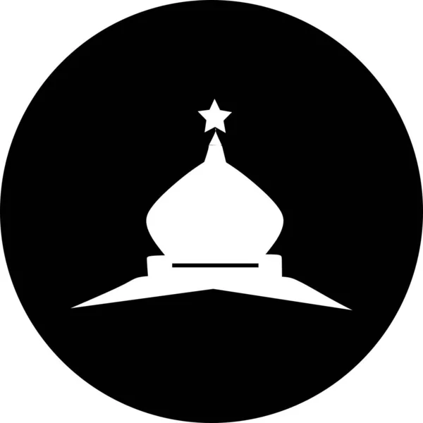 Kubah Masjid Ikon Lingkaran Hijau Seni Ikon Masjid Islam Minaret - Stok Vektor