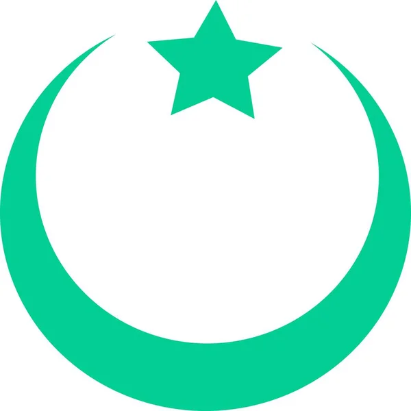 Croissant Lune Islamique Dôme Étoilé Cercle Noir Icône Illustration Vectorielle — Image vectorielle