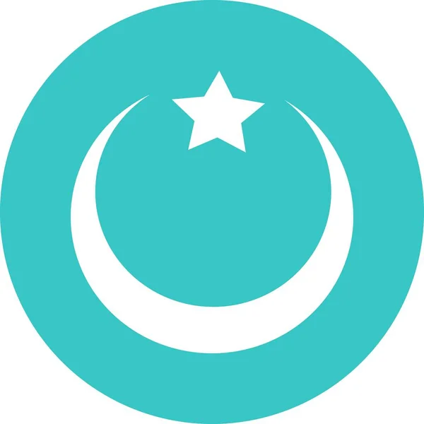 Bulan Sabit Islam Dan Kubah Bintang Dalam Lingkaran Hitam Ikon - Stok Vektor
