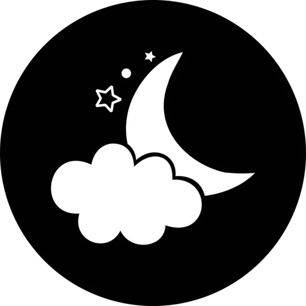 Luna Creciente Islámica Cúpula Estelar Icono Círculo Negro Ilustración Vectorial — Vector de stock