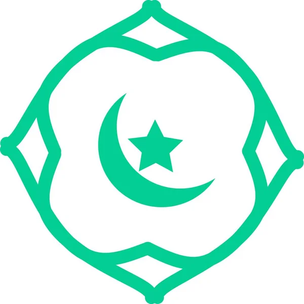 Ισλαμική Ημισέληνος Και Θόλος Αστέρων Στην Εικόνα Του Μαύρου Κύκλου — Διανυσματικό Αρχείο
