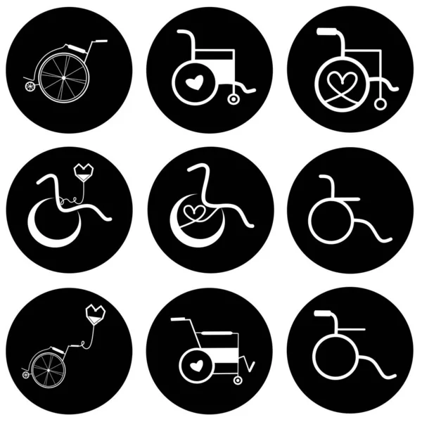 Набор Значков Инвалидных Колясок Привлекательный Красиво Оформленный Значок Инвалидной Коляски — стоковый вектор