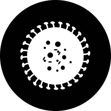 Corona virüs vektör simgesi. Bakteriler, mikroplar ve virüsler, düz tasarım sağlığında mobil kavramlar ve web uygulamaları için elementlerle işaretler ve semboller. Koleksiyon modern bilgi logosu ve pictogram.