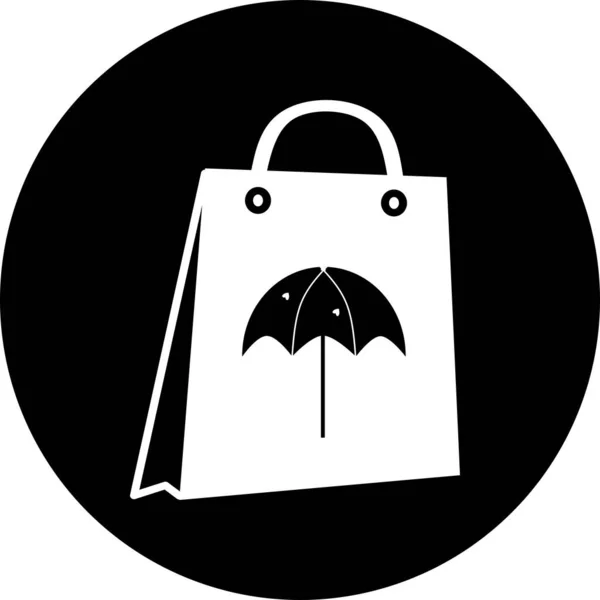 Χαρτοσακούλα Εικονίδιο Λογότυπο Μαύρο Κύκλο Τσάντα Αγορών Για Διαφήμιση Και — Διανυσματικό Αρχείο