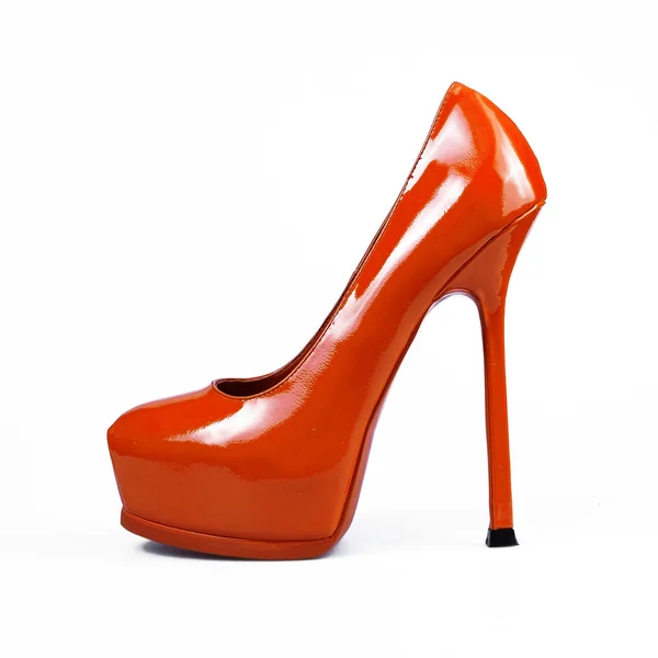 Female orange shoes over white — Stock Photo, Image