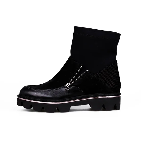 Female black boots over white — Stock Photo, Image