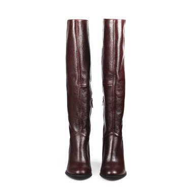 Beyaz üzerinde kadın kahverengi botları 