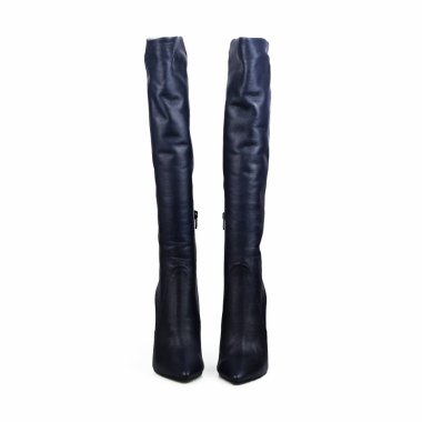Mavi kadın yüksek topuk çizme. beyaz izole
