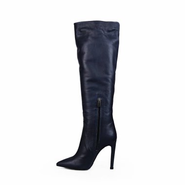Mavi kadın yüksek topuk çizme. beyaz izole