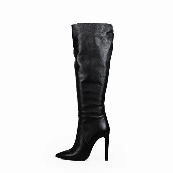 Female black boots over white — Stock Photo, Image