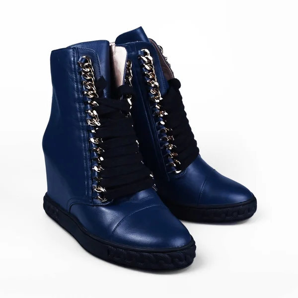 Kobiece buty niebieski — Zdjęcie stockowe