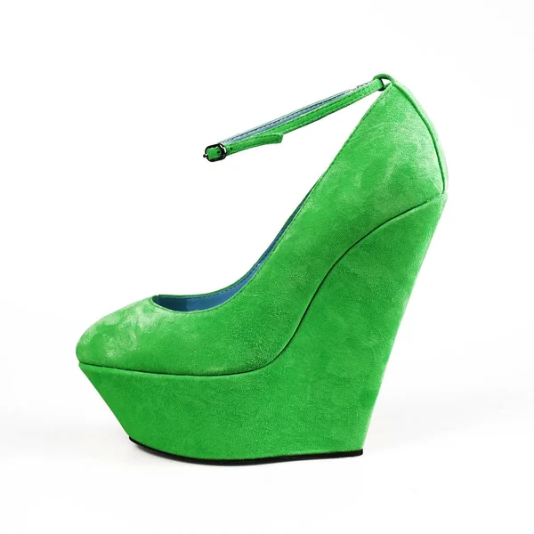 白い背景の上の緑の靴 — ストック写真
