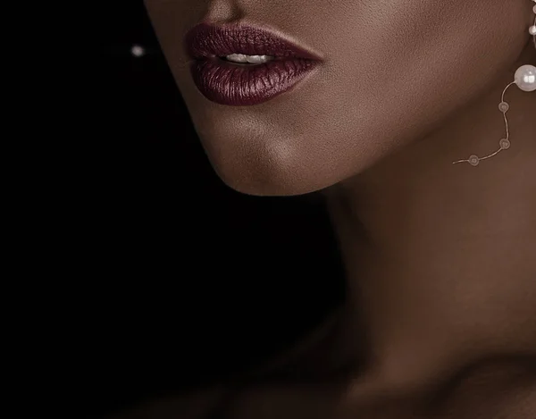 Close up shot of red female lips — Stock Photo, Image