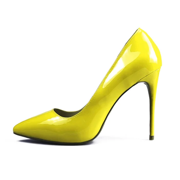 Pair of yellow women 's shoes — стоковое фото