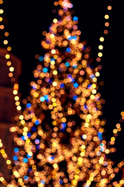 Blur light celebration on christmas tree — Stock Photo, Image