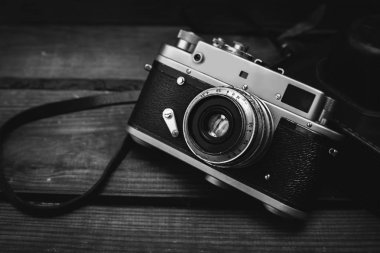 Siyah beyaz Vintage fotoğraf makinesi