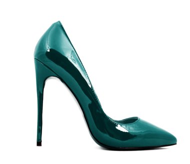 yüksek topuklu beyaz arka plan üzerinde izole mavi kadın ayakkabı