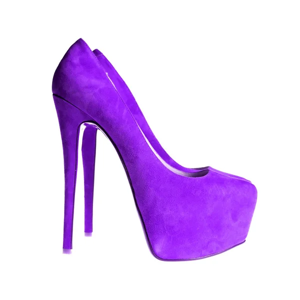 女紫色的鞋子，在白色的背景 — 图库照片