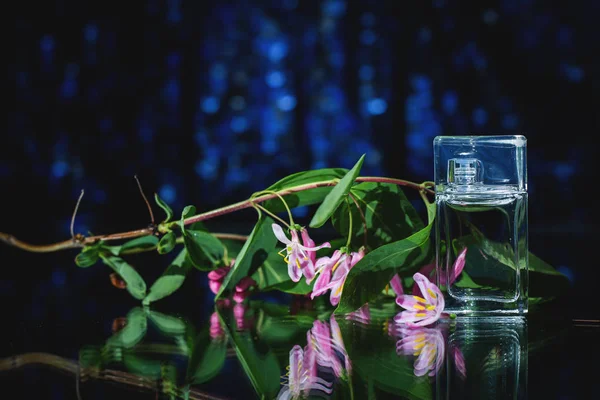 Perfume bottle with flowers — Stock Photo, Image
