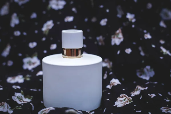 Witte fles parfum — Stockfoto