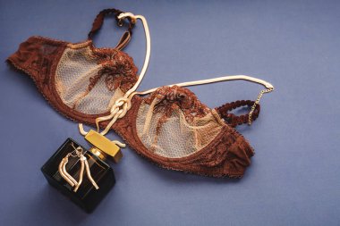Moda iç giyim dantel sütyen parfüm ve takı