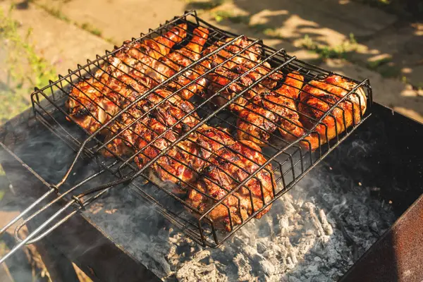 Aile mangal - barbekü piknik — Stok fotoğraf