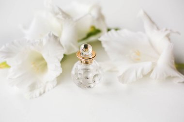 beyaz çiçekli küçük parfüm