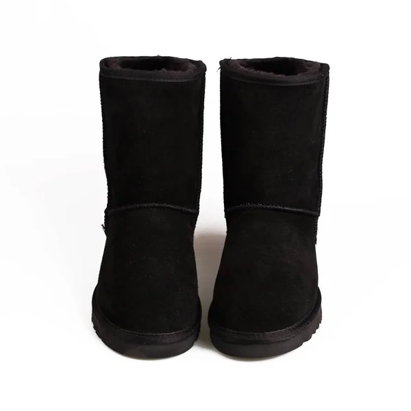 Botas de inverno preto isolado no fundo branco — Fotografia de Stock