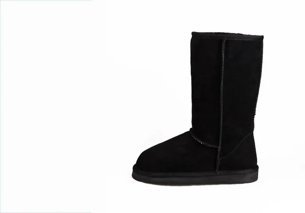 Černá zimní boty izolované na bílém pozadí — Stock fotografie