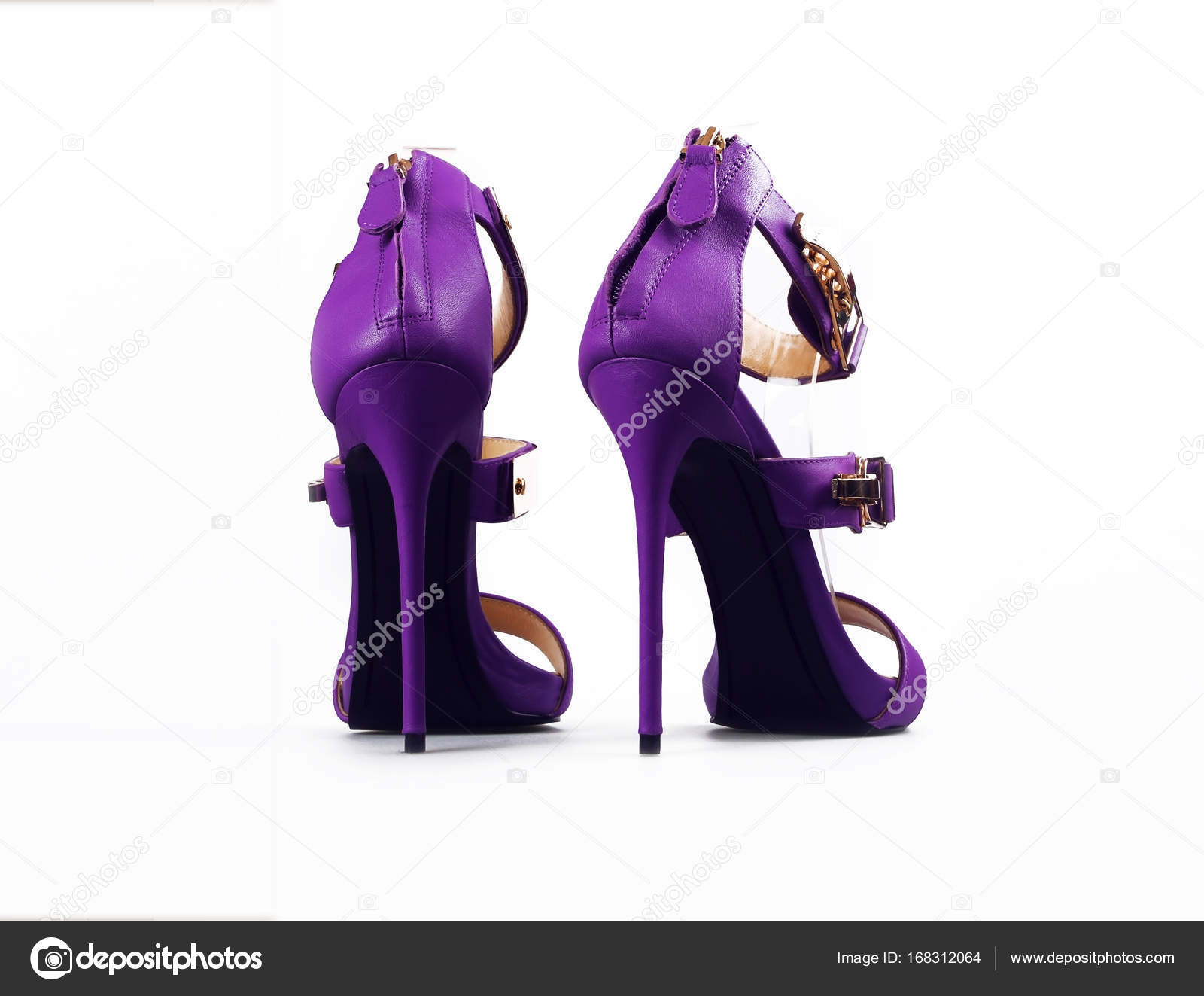 purple and white heels
