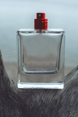 Renk arka plan üzerinde modern parfüm şişe