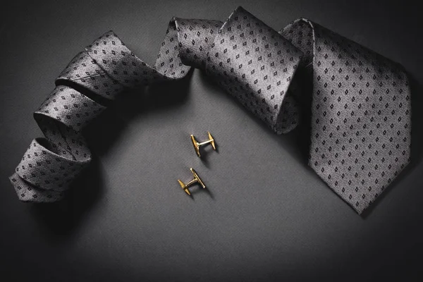 Stylish mens accessories tie and cuff links — Stock Photo, Image