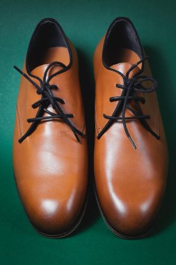 Kahverengi deri çift ayakkabı